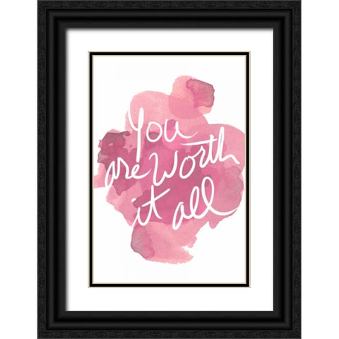 Watercoulours Pink Type III Black Ornate Wood Framed Art Print with Double Matting by PI Studio