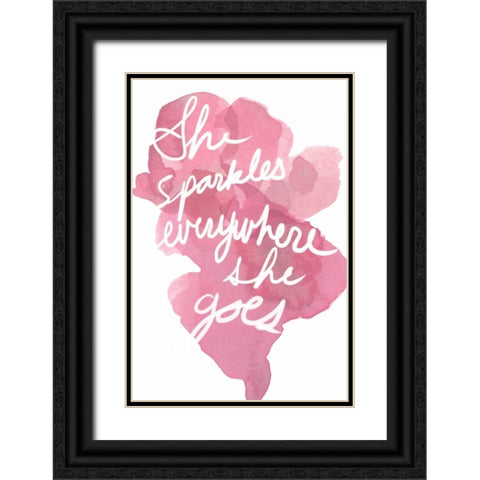 Watercolour Pink Type V Black Ornate Wood Framed Art Print with Double Matting by PI Studio