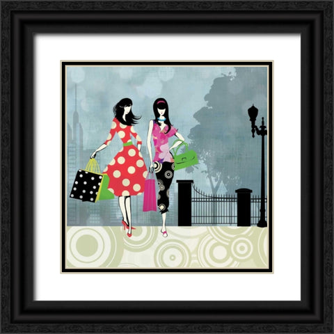 Girls Gone Shopping Black Ornate Wood Framed Art Print with Double Matting by Pearce, Allison