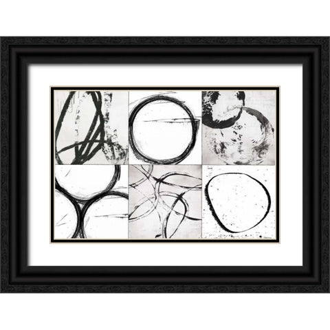 Basic Grey Black Ornate Wood Framed Art Print with Double Matting by PI Galerie