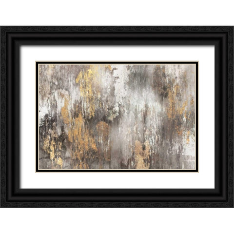Gold Ikat Black Ornate Wood Framed Art Print with Double Matting by PI Galerie