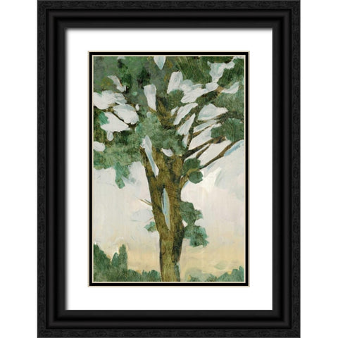 Green Tree Line I Black Ornate Wood Framed Art Print with Double Matting by PI Galerie