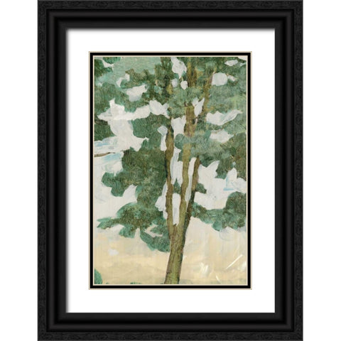 Green Tree Line II Black Ornate Wood Framed Art Print with Double Matting by PI Galerie