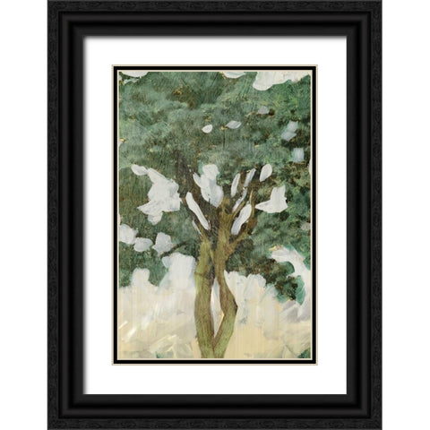 Green Tree Line III Black Ornate Wood Framed Art Print with Double Matting by PI Galerie