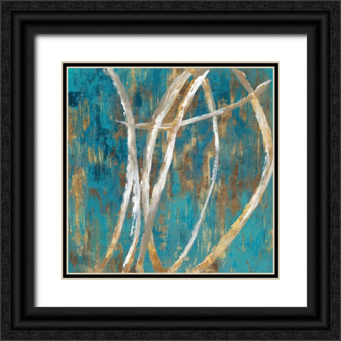 Teal Abstract II Black Ornate Wood Framed Art Print with Double Matting by PI Galerie