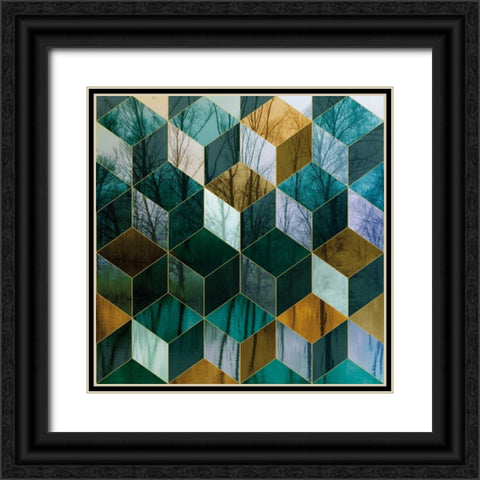 Kaleidescope Visions III Black Ornate Wood Framed Art Print with Double Matting by PI Galerie