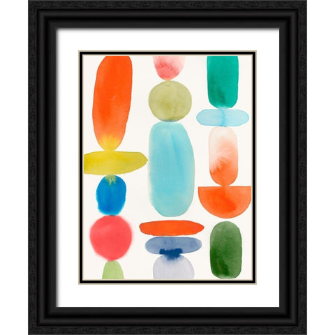Colourful Shapes II Black Ornate Wood Framed Art Print with Double Matting by PI Studio