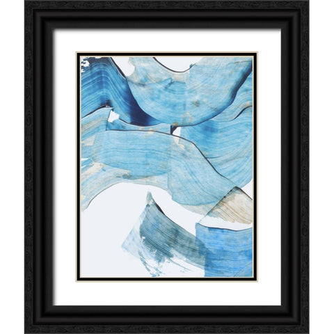 Blue Stroke I  Black Ornate Wood Framed Art Print with Double Matting by PI Studio