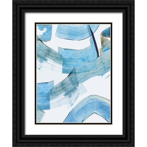 Blue Stroke II Black Ornate Wood Framed Art Print with Double Matting by PI Studio