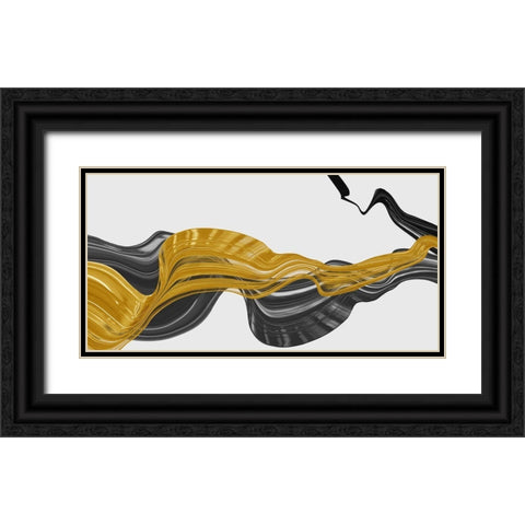 Black and Gold Lines  Black Ornate Wood Framed Art Print with Double Matting by PI Studio