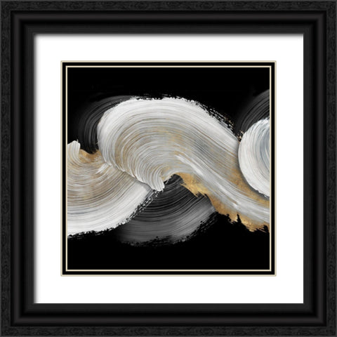 White Swirls  Black Ornate Wood Framed Art Print with Double Matting by PI Studio