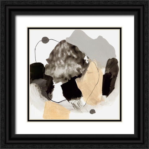 Black and Gray Blobs  Black Ornate Wood Framed Art Print with Double Matting by PI Studio