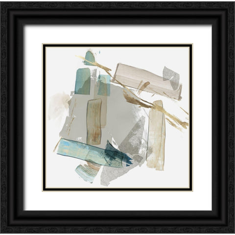 Blue Rectangle Cluster I  Black Ornate Wood Framed Art Print with Double Matting by PI Studio