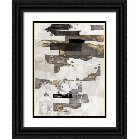 Gold and Black Ink I  Black Ornate Wood Framed Art Print with Double Matting by PI Studio