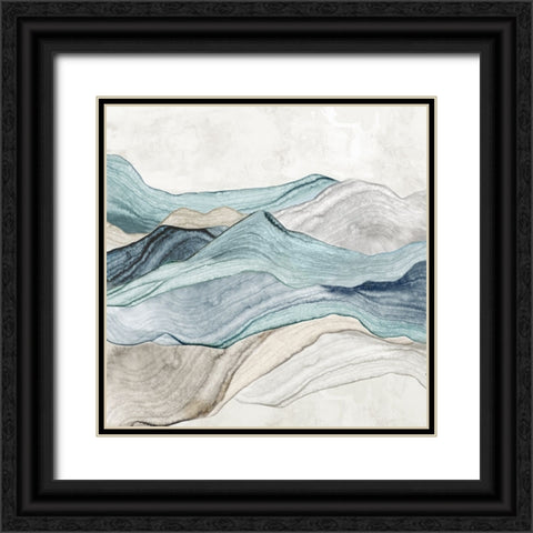 Blue Mountain Flow II  Black Ornate Wood Framed Art Print with Double Matting by PI Studio