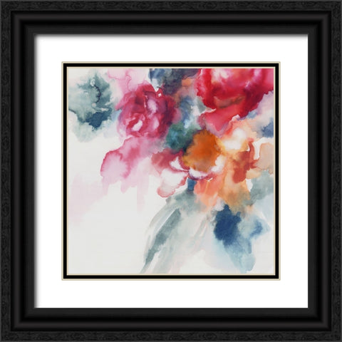 Rose Bouquet II  Black Ornate Wood Framed Art Print with Double Matting by PI Studio