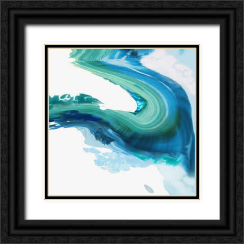 Blue Splash Swirl  Black Ornate Wood Framed Art Print with Double Matting by PI Studio