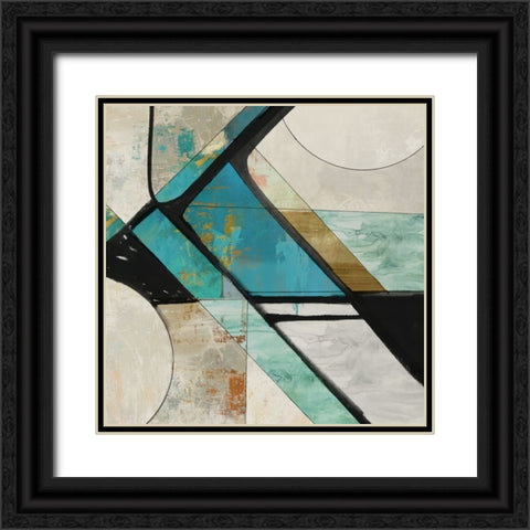 Golden Geo Blue  Black Ornate Wood Framed Art Print with Double Matting by PI Studio