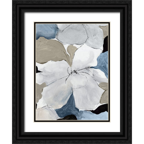 Gray Flowers I  Black Ornate Wood Framed Art Print with Double Matting by PI Studio