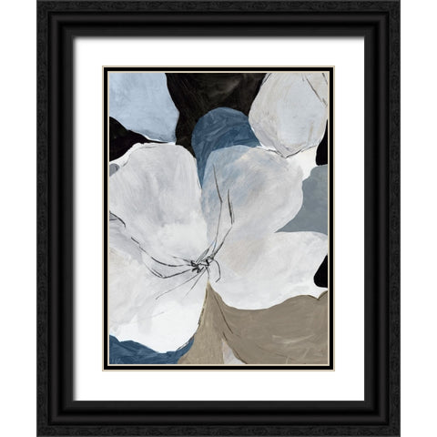 Gray Flowers II  Black Ornate Wood Framed Art Print with Double Matting by PI Studio