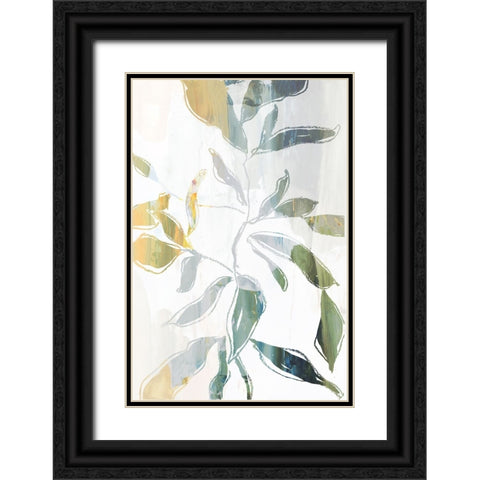 Growing Green Leaves I  Black Ornate Wood Framed Art Print with Double Matting by PI Studio