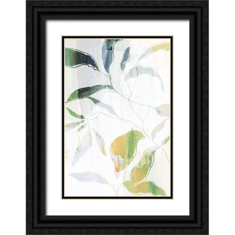 Growing Green Leaves II  Black Ornate Wood Framed Art Print with Double Matting by PI Studio