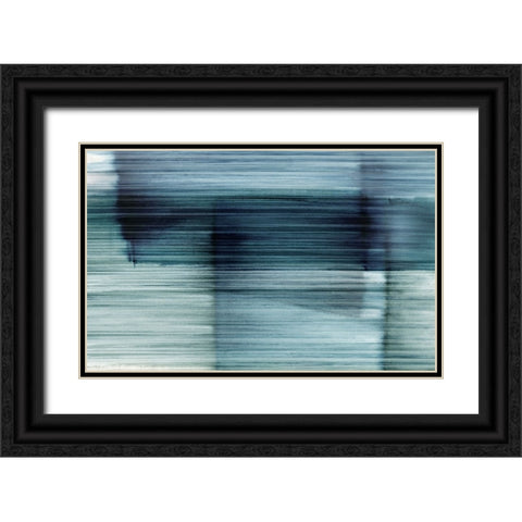 Translucent Blue  Black Ornate Wood Framed Art Print with Double Matting by PI Studio