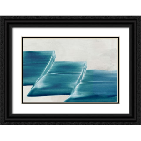 Single Blue Stroke  Black Ornate Wood Framed Art Print with Double Matting by PI Studio