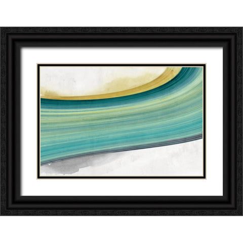 Teal Lines  Black Ornate Wood Framed Art Print with Double Matting by PI Studio