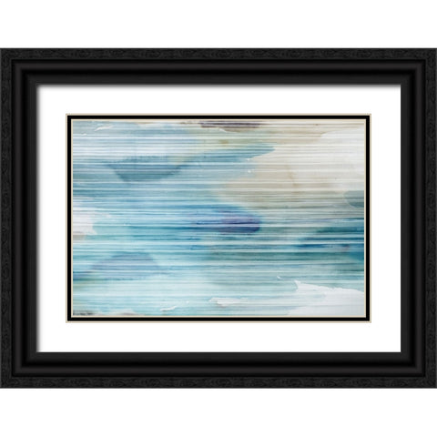 Soft Blue Lines  Black Ornate Wood Framed Art Print with Double Matting by PI Studio