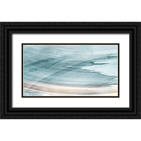 Blue Swoosh  Black Ornate Wood Framed Art Print with Double Matting by PI Studio