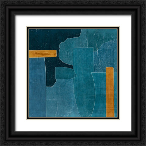 Puzzle Blue Cut Out  Black Ornate Wood Framed Art Print with Double Matting by PI Studio