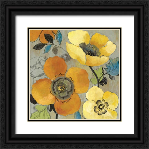 Yellow and Orange Poppies I Black Ornate Wood Framed Art Print with Double Matting by Pearce, Allison