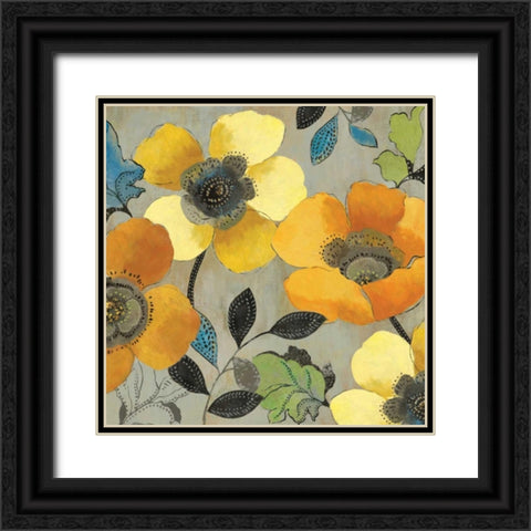 Yellow and Orange Poppies II Black Ornate Wood Framed Art Print with Double Matting by Pearce, Allison