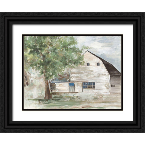 White Farm Barn  Black Ornate Wood Framed Art Print with Double Matting by Pearce, Allison