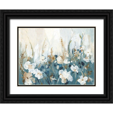 Blue Poppy Field  Black Ornate Wood Framed Art Print with Double Matting by Pearce, Allison