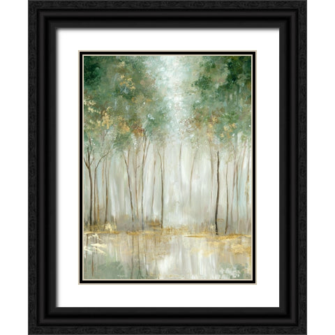 Green And Gold Forest Black Ornate Wood Framed Art Print with Double Matting by Pearce, Allison