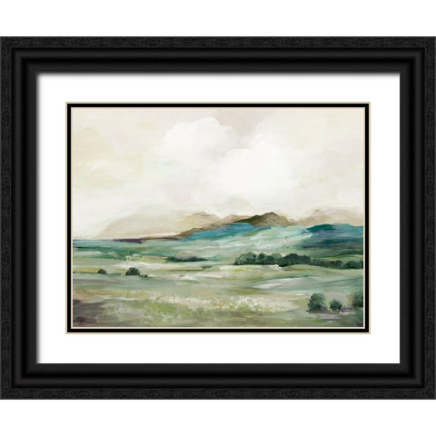 Serene Hillside Greens Black Ornate Wood Framed Art Print with Double Matting by Pearce, Allison