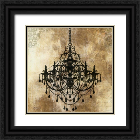 Chandelier Gold I Black Ornate Wood Framed Art Print with Double Matting by PI Galerie