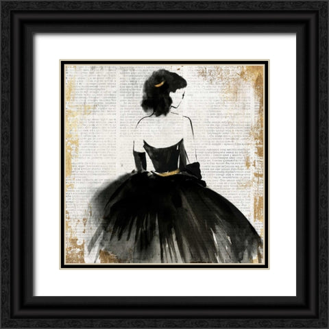 Lady in Black Dress Black Ornate Wood Framed Art Print with Double Matting by PI Galerie