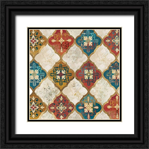 Moroccan Spice Tiles I Black Ornate Wood Framed Art Print with Double Matting by PI Studio