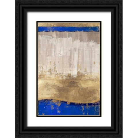 Indigo Abstract I Black Ornate Wood Framed Art Print with Double Matting by PI Galerie