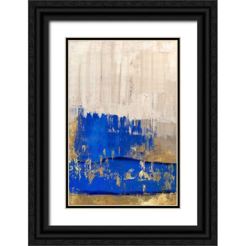 Indigo Abstract II Black Ornate Wood Framed Art Print with Double Matting by PI Galerie