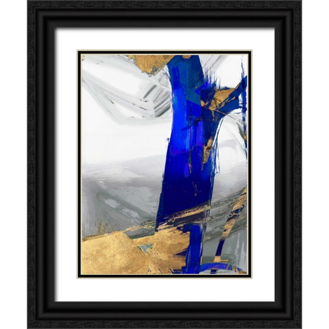 Indigo Abstract IV Black Ornate Wood Framed Art Print with Double Matting by PI Galerie
