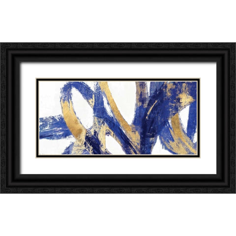 Indigo Abstract V Black Ornate Wood Framed Art Print with Double Matting by PI Studio