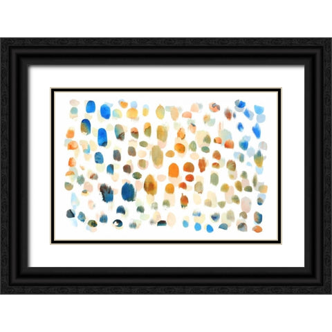 Colour Dabs Black Ornate Wood Framed Art Print with Double Matting by PI Galerie