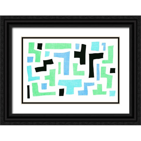 Geo I Black Ornate Wood Framed Art Print with Double Matting by PI Galerie