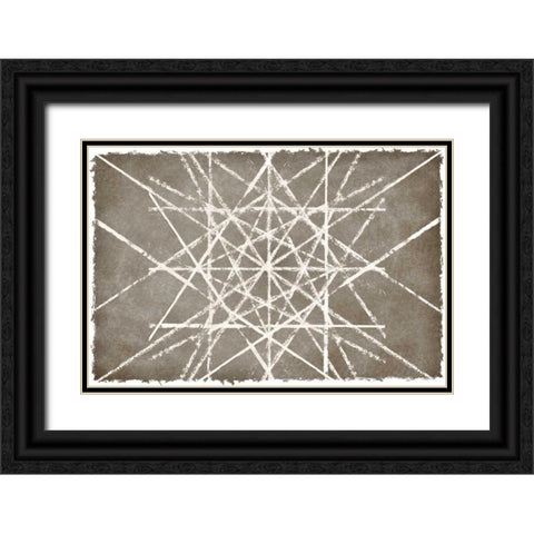 Grey Geo II Black Ornate Wood Framed Art Print with Double Matting by PI Studio