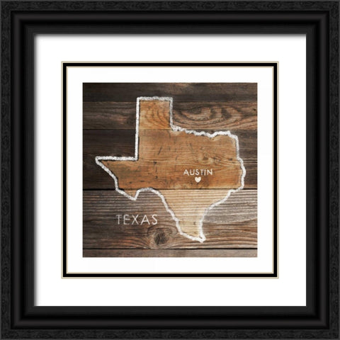 Texas Rustic Map Black Ornate Wood Framed Art Print with Double Matting by PI Galerie