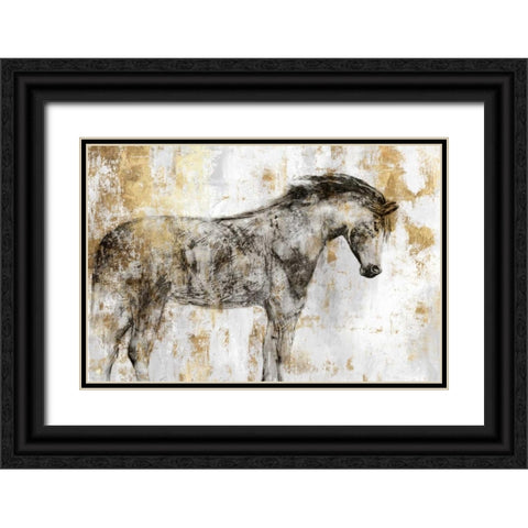 Equestrian Gold I Black Ornate Wood Framed Art Print with Double Matting by PI Galerie